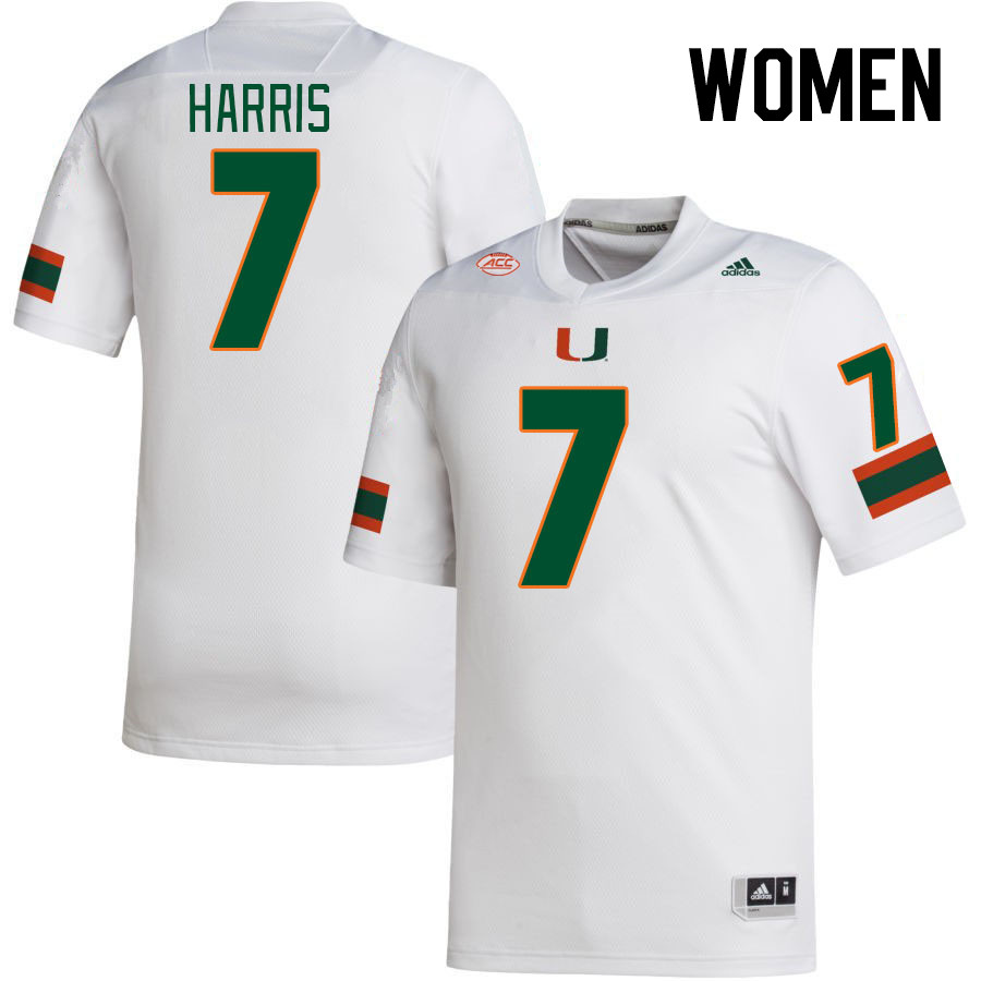 Women #7 Jaden Harris Miami Hurricanes College Football Jerseys Stitched-White